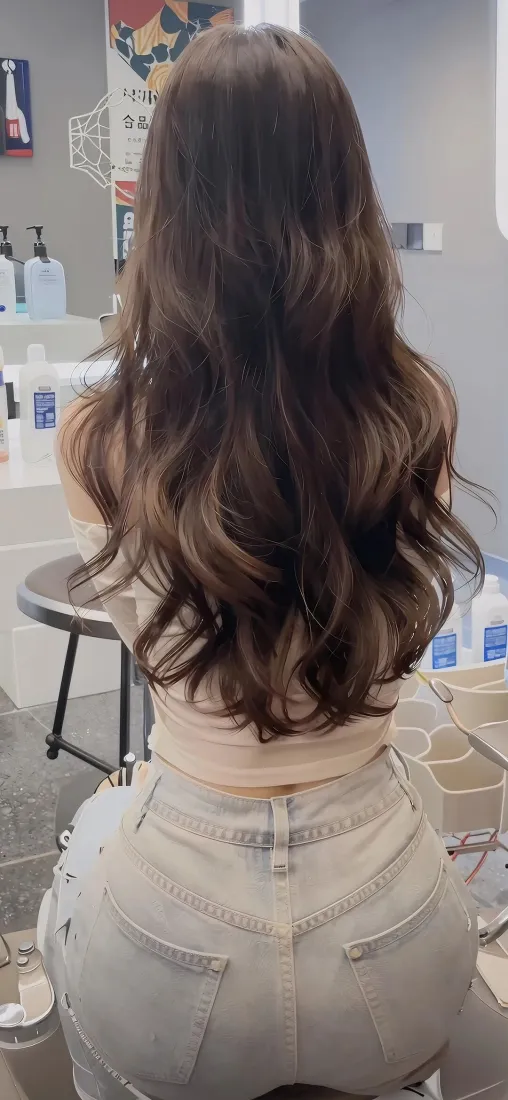 背影美女手机壁纸｜美发店背景图片 - 大波浪卷发「哲风壁纸」