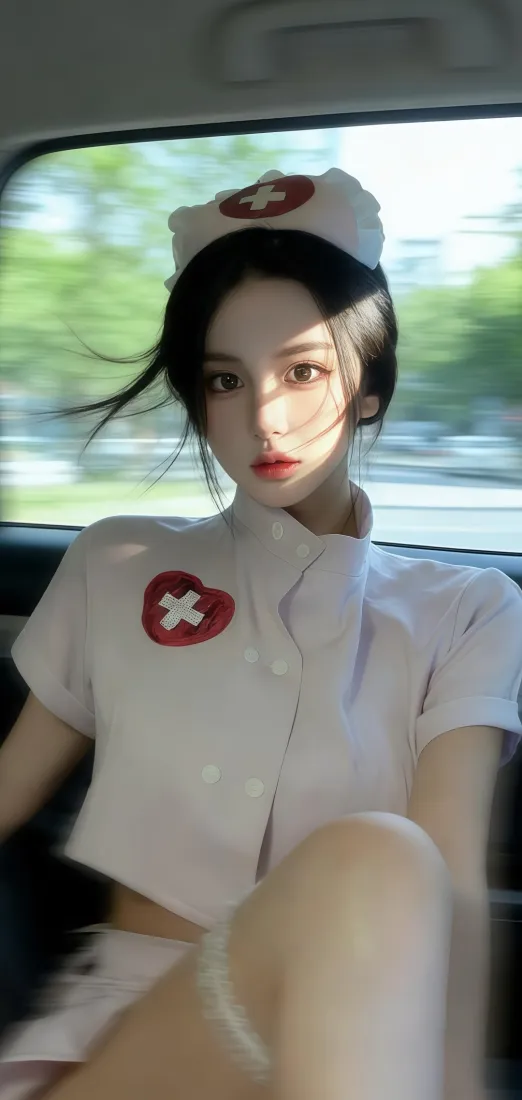 护士美女手机壁纸｜车内户外背景图片 - 街景「哲风壁纸」