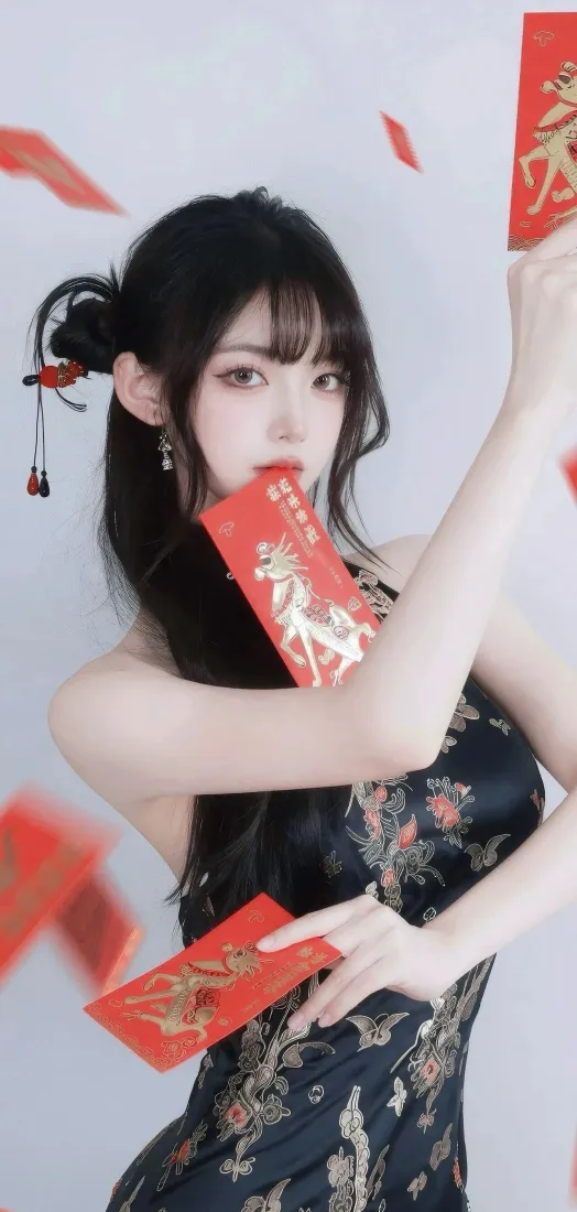旗袍美女手机壁纸｜新年红包背景图片 - iOS「哲风壁纸」