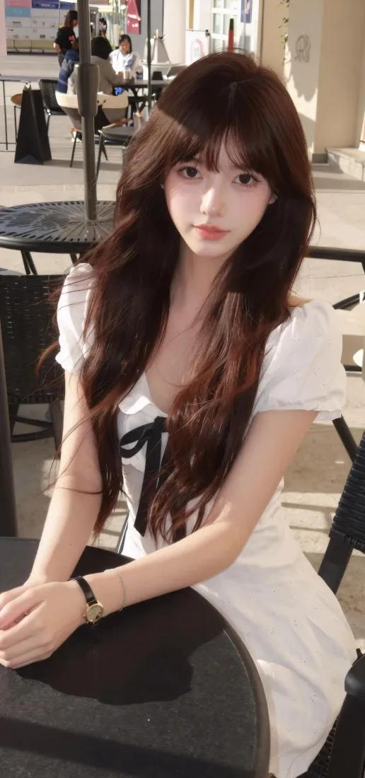 甜系长发美女手机壁纸｜街头休闲背景图片 - 清新气质「哲风壁纸」