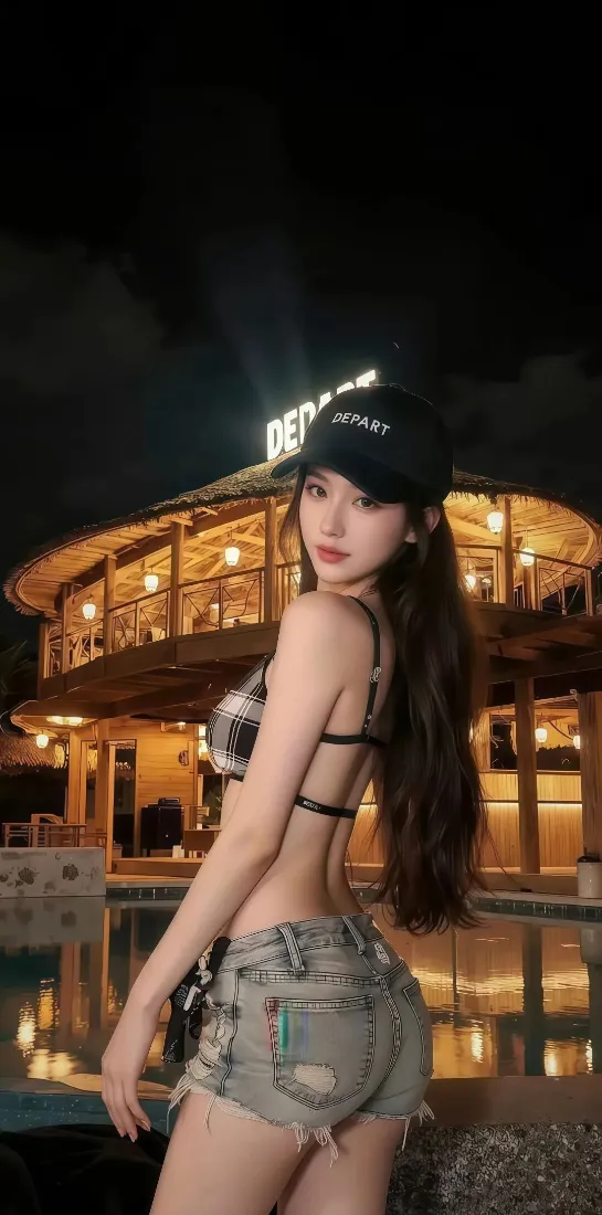 美女夜景手机壁纸｜户外背景图片 - 休闲街拍「哲风壁纸」