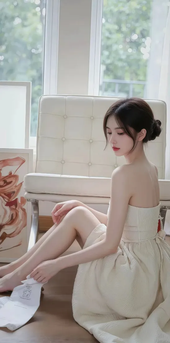 温柔美女手机壁纸｜室内窗边背景图片 - 纯欲风「哲风壁纸」