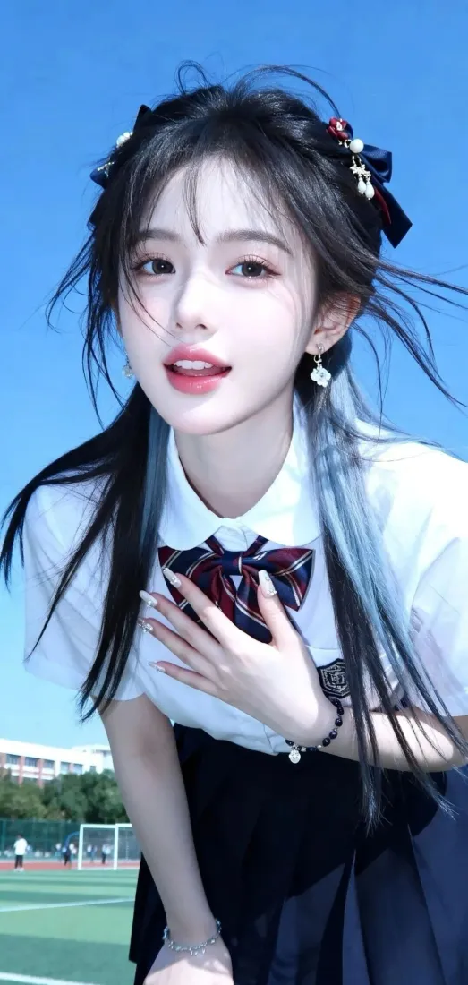 清纯美女手机壁纸｜操场背景图片 - 校园JK「哲风壁纸」