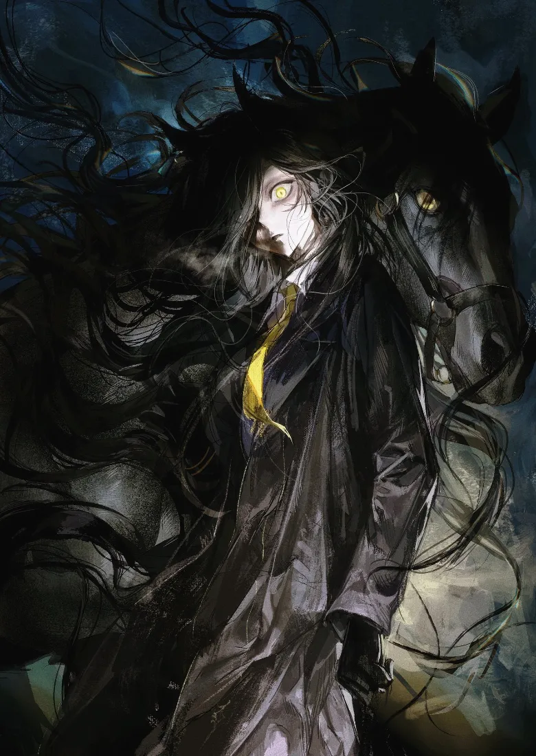 暗黑手机壁纸｜黑马背景图片 - 二次元恶魔人物「哲风壁纸」