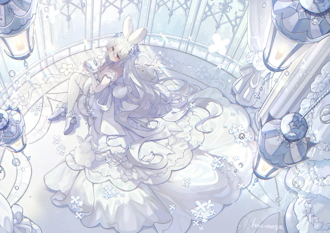 4k兔耳少女壁纸｜宫殿背景图片 - 清新梦幻「哲风壁纸」