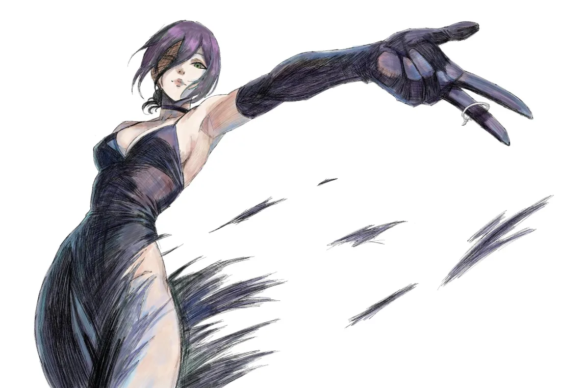 3k蕾塞壁纸｜电锯人背景图片 - 暗紫发黑衣御姐「哲风壁纸」