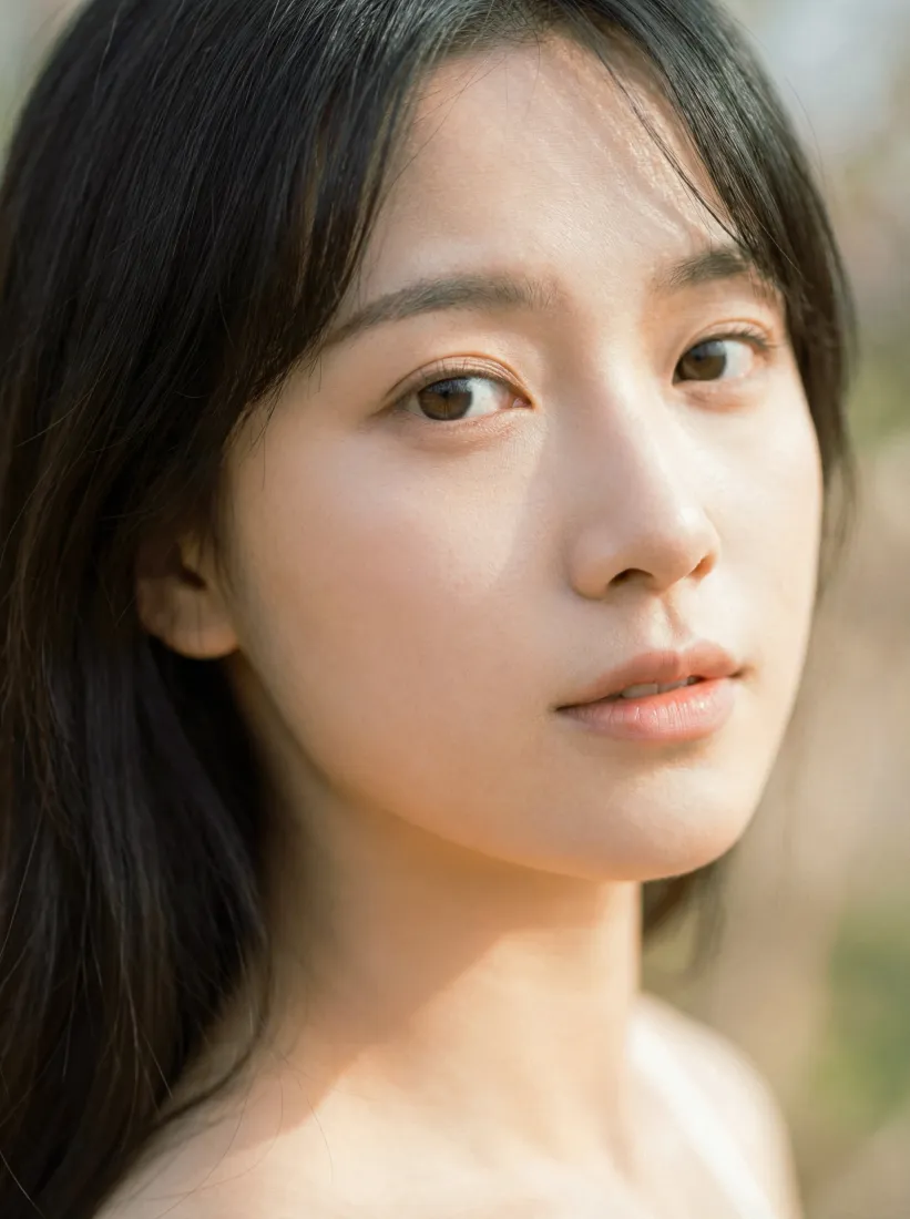 黑发女孩手机壁纸｜户外背景图片 - 阳光下清纯人像「哲风壁纸」