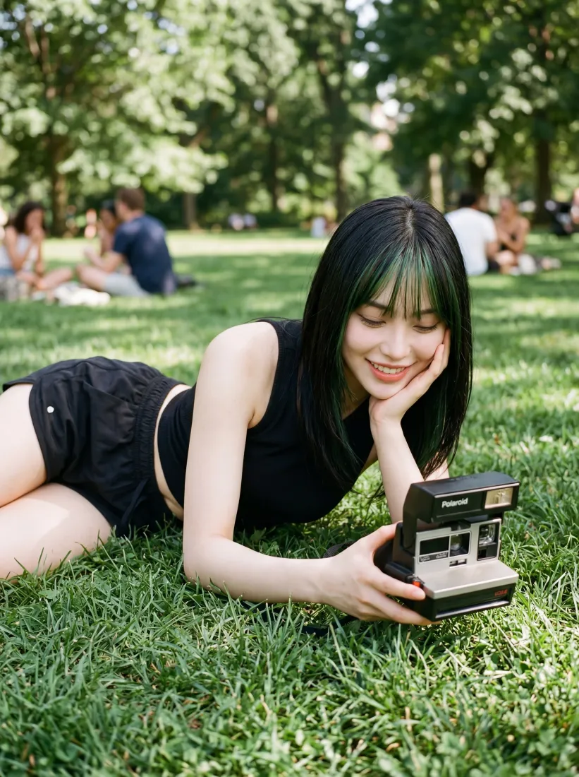 少女手机壁纸｜户外背景图片 - 休闲草地「哲风壁纸」