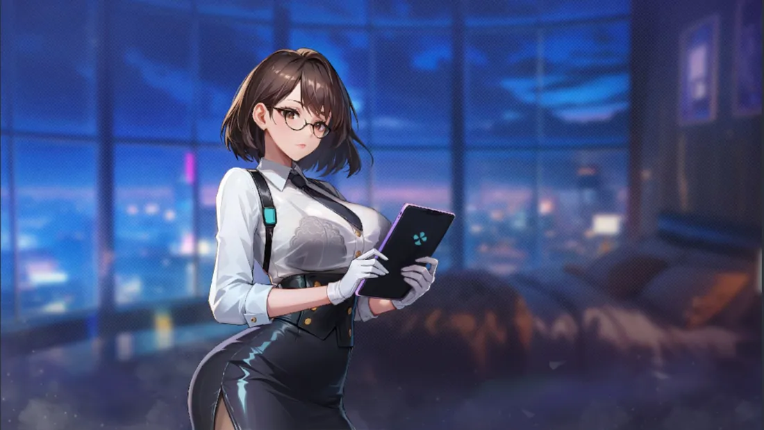 2k清纯秘书壁纸｜夜景办公室背景图片 - 邻家美少女「哲风壁纸」