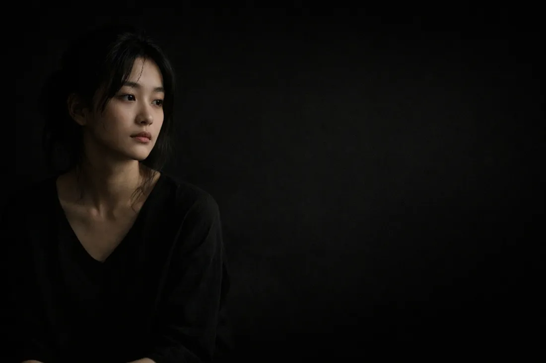 2k简约壁纸｜纯黑背景图片 - 迷人女生「哲风壁纸」