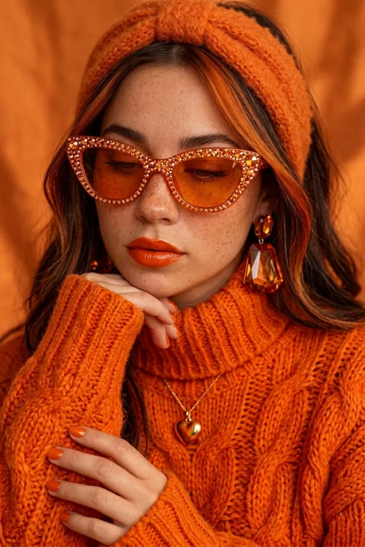 橘色系时尚手机壁纸｜潮流穿搭背景图片 - 个性女性「哲风壁纸」