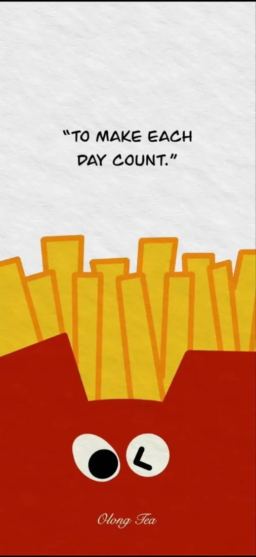 卡通手机壁纸｜薯条背景图片 - 创意励志文字「哲风壁纸」