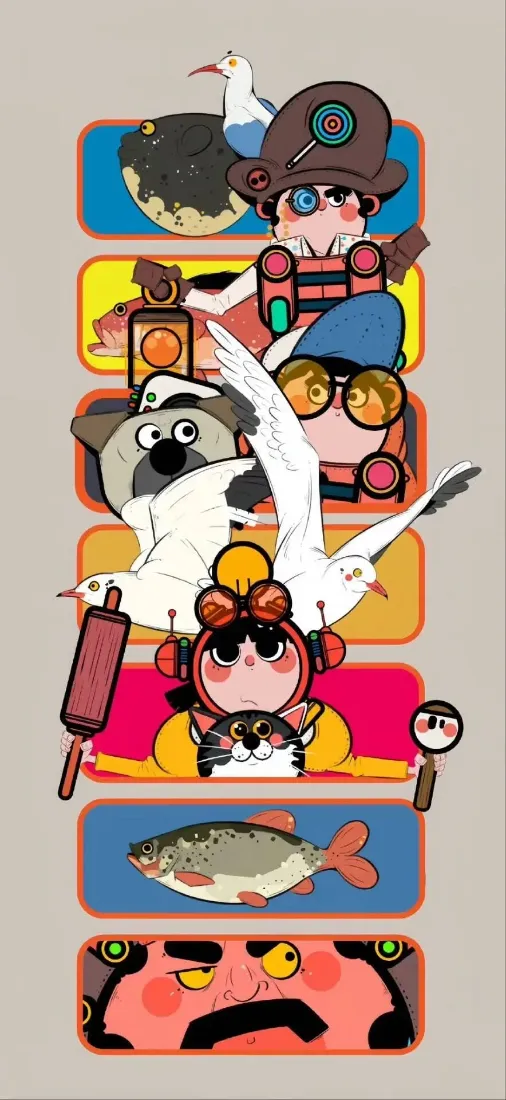 萌系卡通探险手机壁纸｜创意手绘插画背景图片 - 竖屏「哲风壁纸」