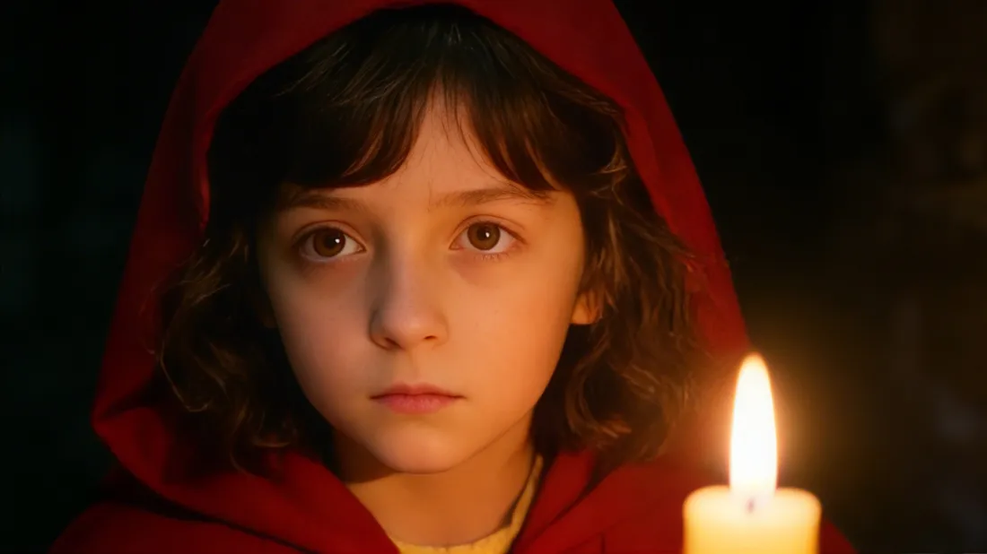 3k红衣女孩壁纸｜治愈背景图片 - 暖光蜡烛「哲风壁纸」