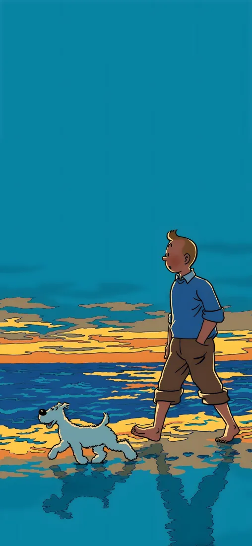 丁丁历险记手机壁纸｜海边背景图片 - 沙滩散步「哲风壁纸」