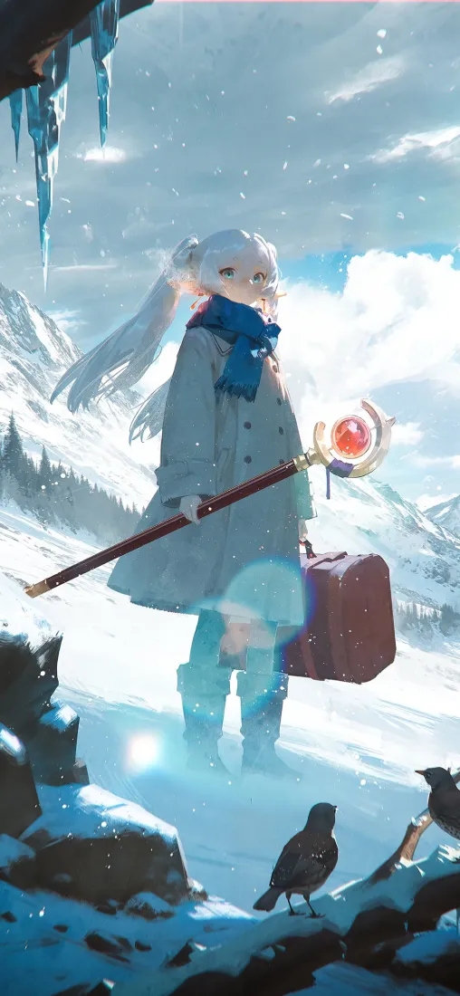 芙莉莲手机壁纸｜冬日雪山背景图片 - 葬送的芙莉莲「哲风壁纸」