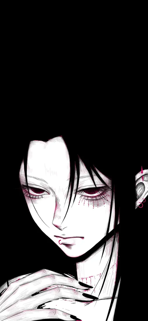 暗黑少女手机壁纸｜纯黑背景图片 - 下三白「哲风壁纸」