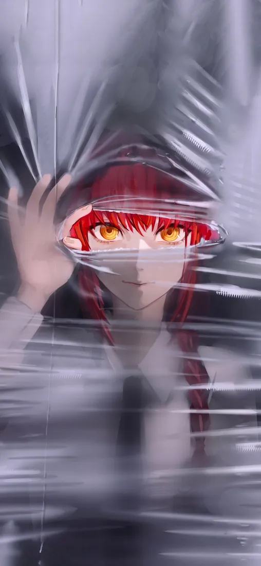 玛奇玛手机壁纸｜电锯人背景图片 - 雨天玻璃「哲风壁纸」