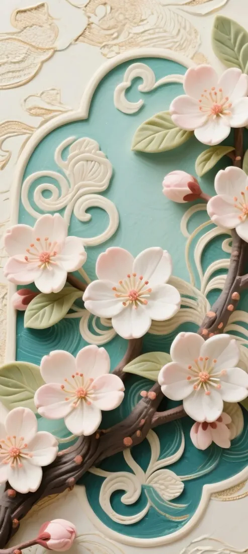 国风花卉手机壁纸｜新中式背景图片 - 立体浮雕「哲风壁纸」