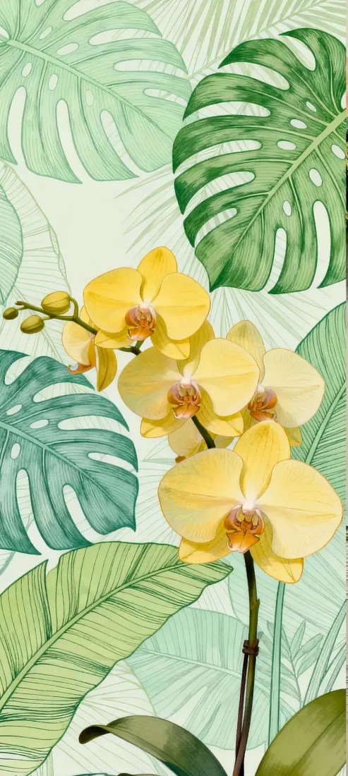 黄色蝴蝶兰手机壁纸｜热带植物背景图片 - 清新「哲风壁纸」