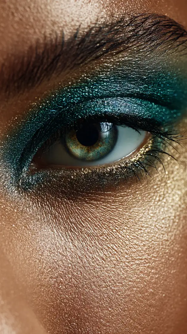 绿色眼妆手机壁纸｜特写背景图片 - 精致美妆「哲风壁纸」