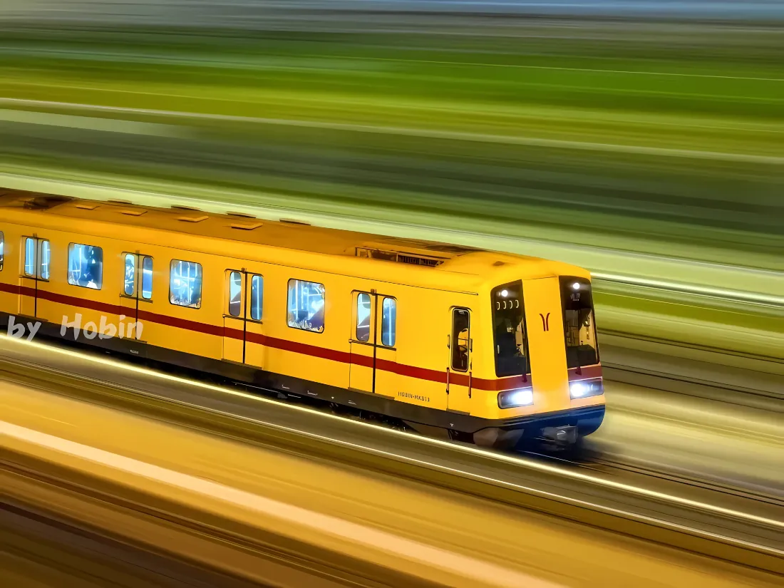 2k飞速火车壁纸｜交通背景图片 - 黄色列车「哲风壁纸」