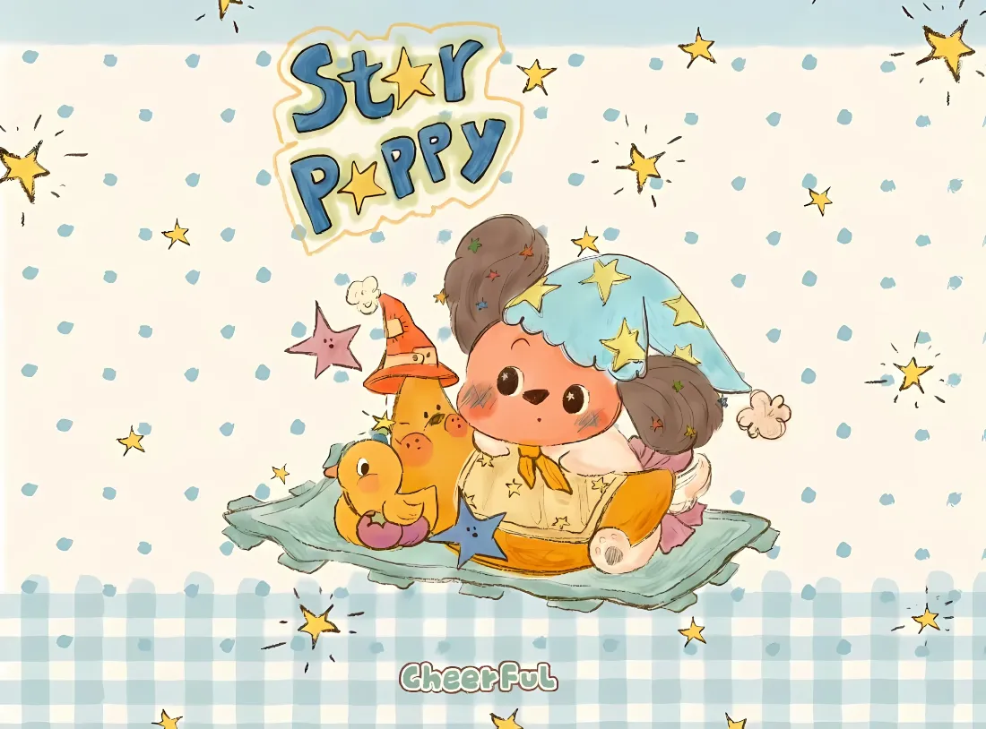 2k卡通小狗壁纸｜星星背景图片 - 可爱治愈「哲风壁纸」