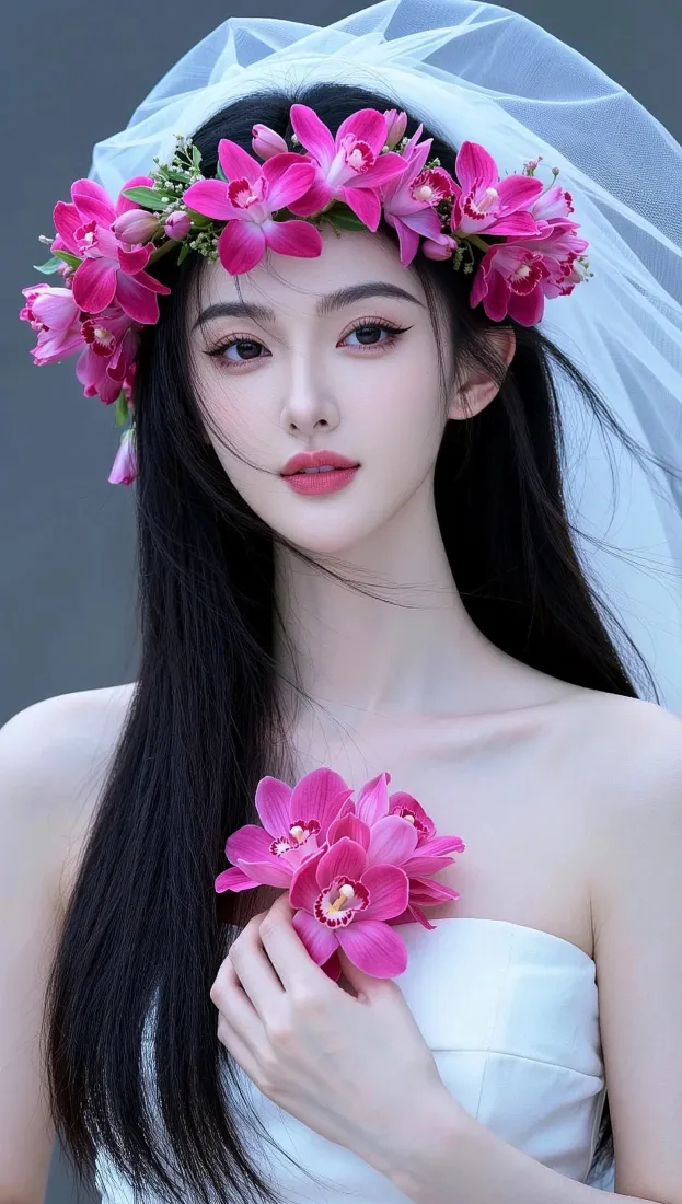 花环美女手机壁纸｜手机背景图片 - 仙气人像「哲风壁纸」