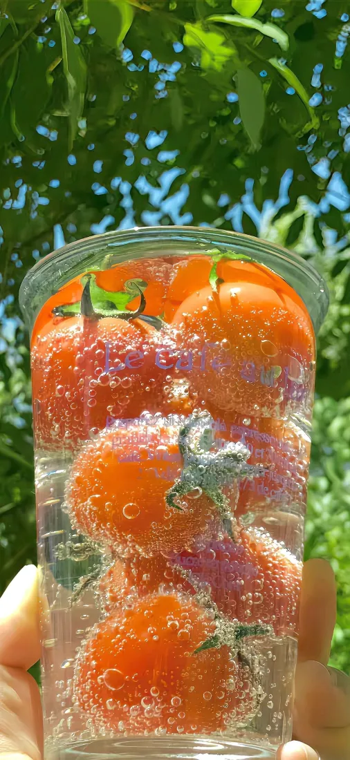 小西红柿手机壁纸｜绿色背景图片 - 夏日气泡水「哲风壁纸」