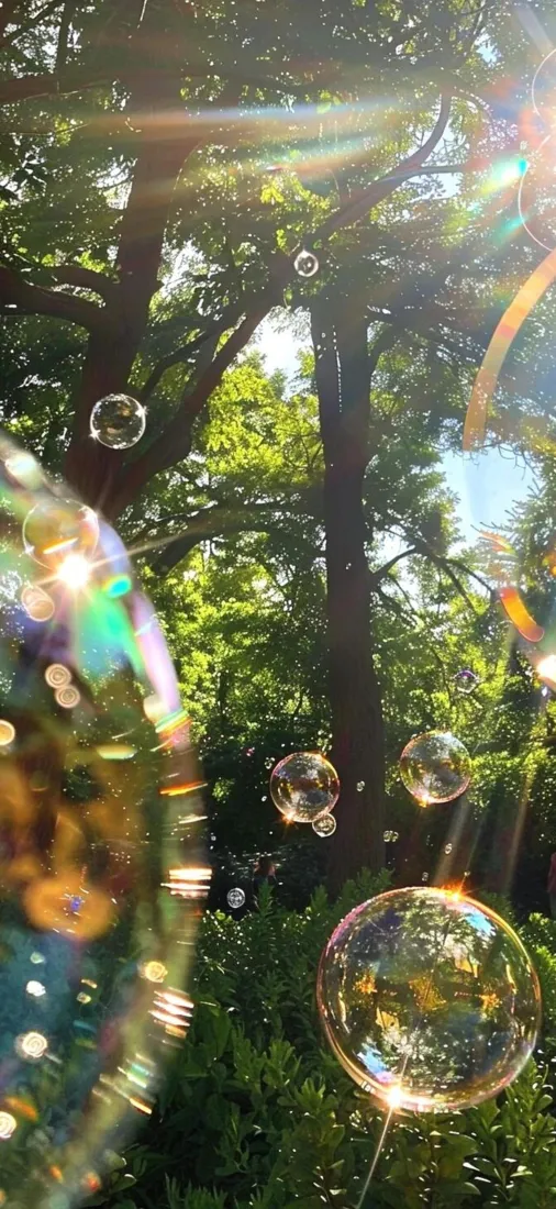 泡泡手机壁纸｜树林背景图片 - 夏日清新「哲风壁纸」