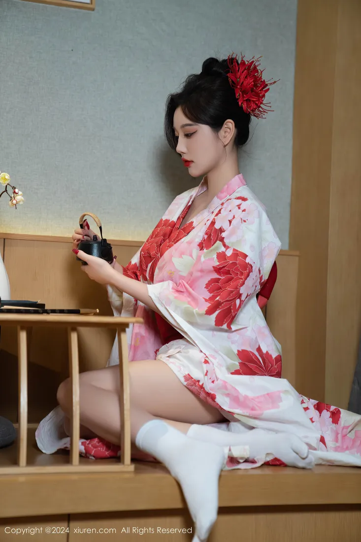 和服美女手机壁纸｜和风茶室背景图片 - 温婉写真「哲风壁纸」