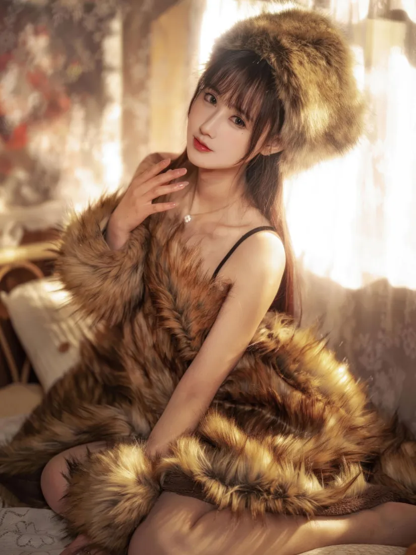 气质美女手机壁纸｜暖光背景图片 - 复古写真「哲风壁纸」