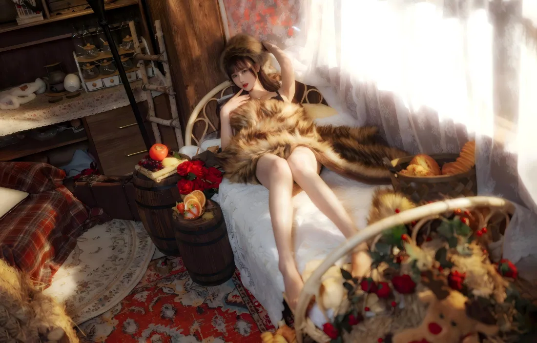 5k二次元美女壁纸｜卧室背景图片 - 复古暖调写真「哲风壁纸」