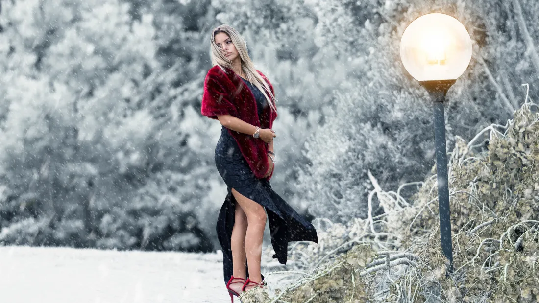 4k欧美美女壁纸｜雪景背景图片 - 冬日户外「哲风壁纸」