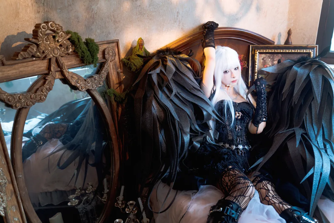 6k黑天使壁纸｜黑色翅膀背景图片 - 白发cos「哲风壁纸」