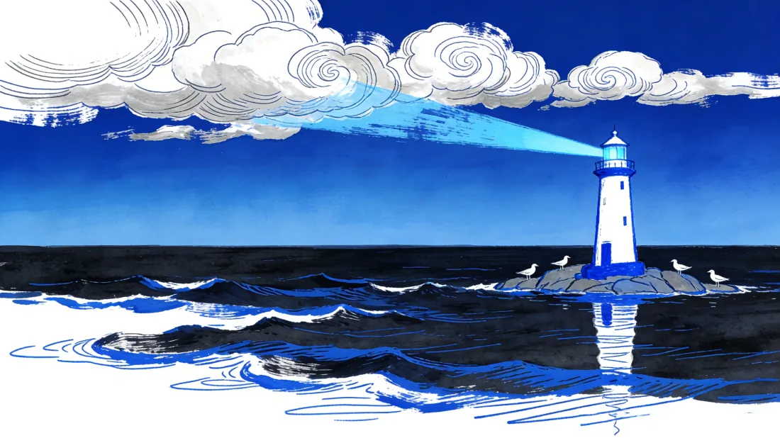 3k克莱因蓝壁纸｜油画背景图片 - 灯塔海景「哲风壁纸」