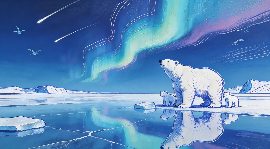 3k克莱因蓝油画壁纸｜北极熊背景图片 - 极地极光「哲风壁纸」