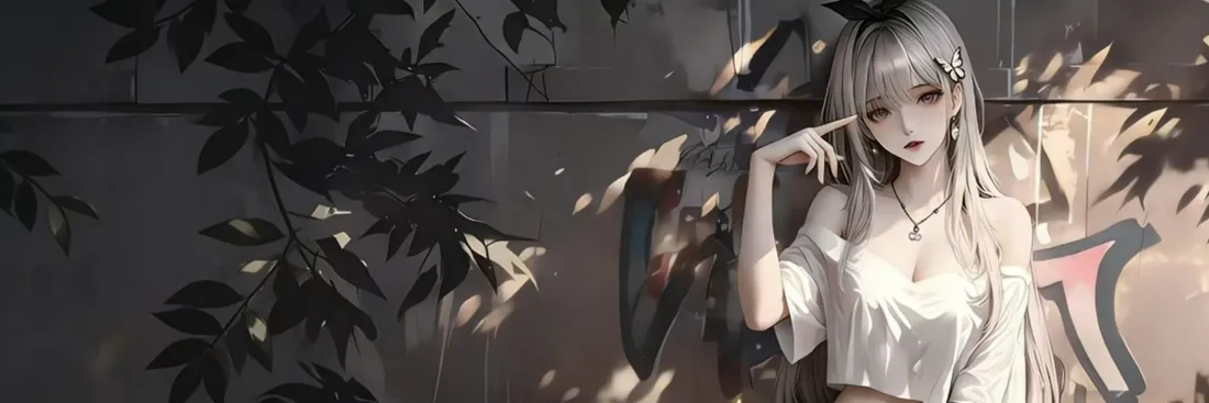 4k银发二次元少女壁纸｜灰色背景图片 - 绿植光影「哲风壁纸」