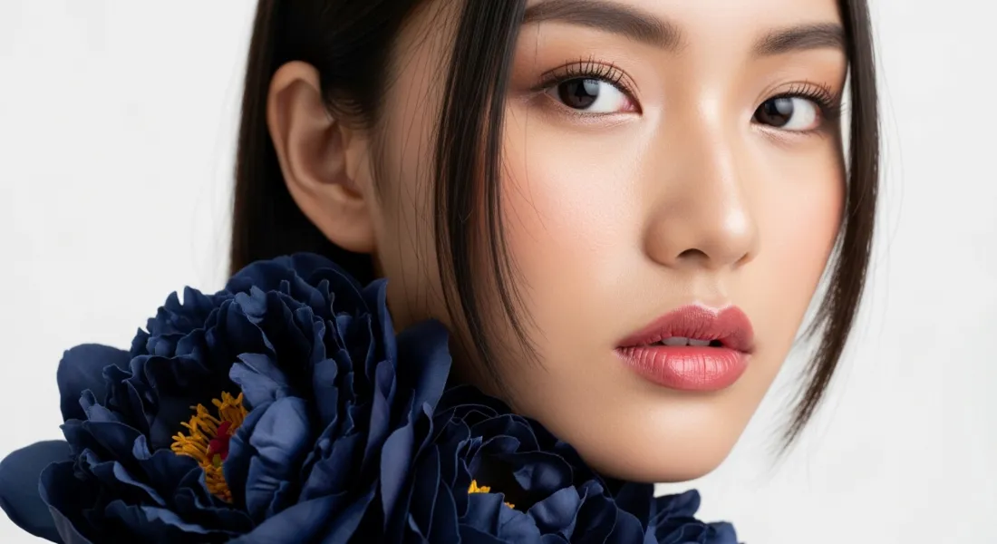 3k气质美女壁纸｜深蓝色背景图片 - 高级感肖像「哲风壁纸」