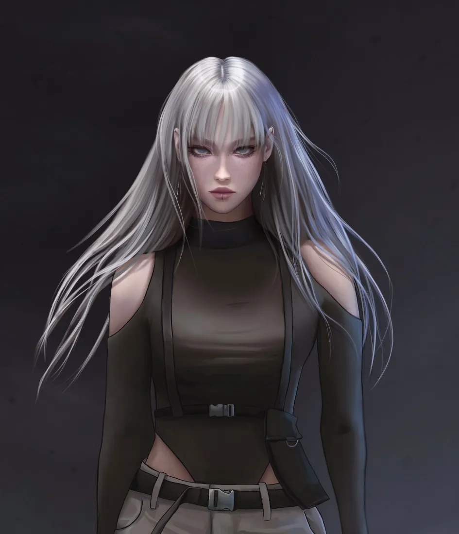 银发酷飒御姐手机壁纸｜深色简约背景图片 - 冷感「哲风壁纸」