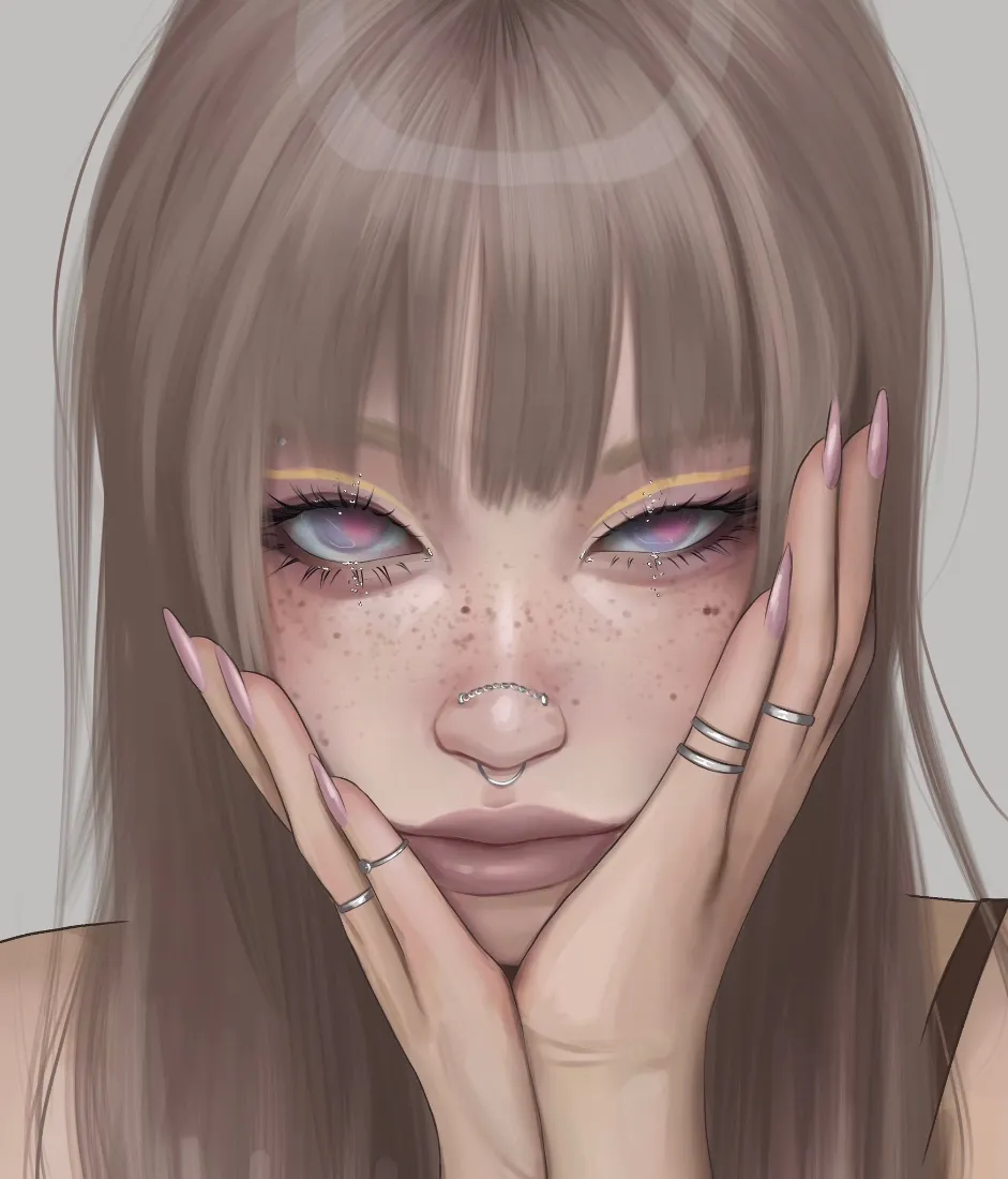 甜酷少女手机壁纸｜简约背景图片 - 手绘插画「哲风壁纸」