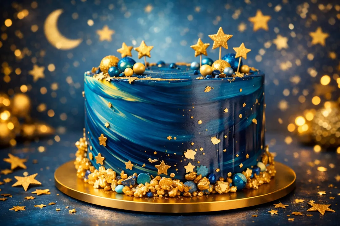 5k星空蛋糕壁纸｜夜晚星空背景图片 - 金色星星「哲风壁纸」