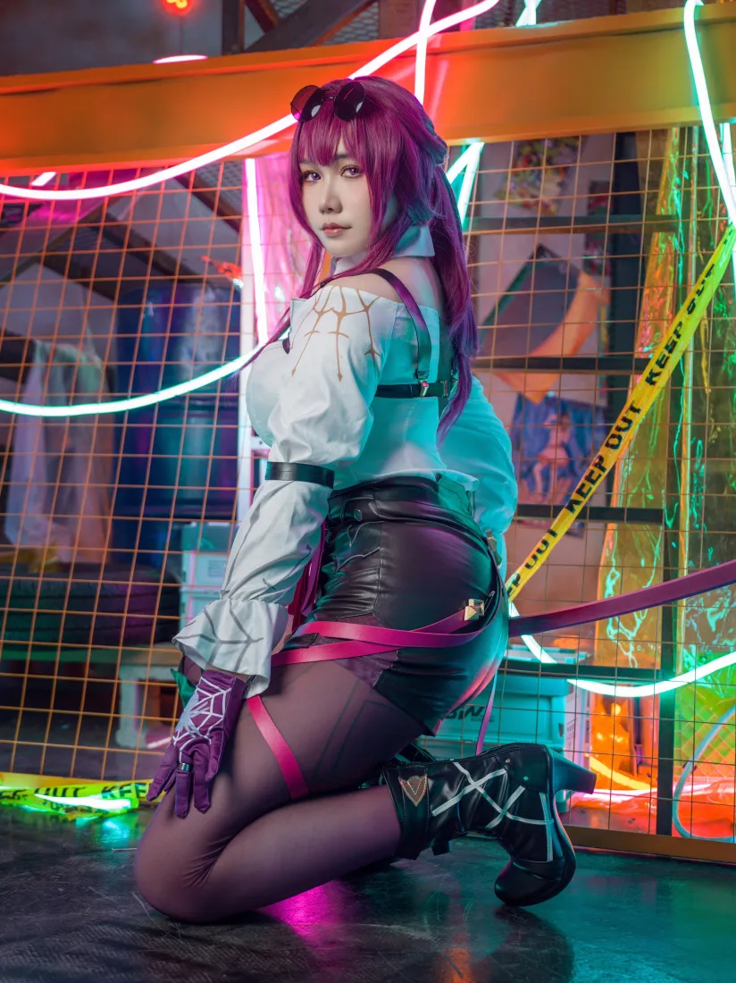 卡芙卡手机壁纸｜霓虹背景图片 - 粉色角色扮演「哲风壁纸」