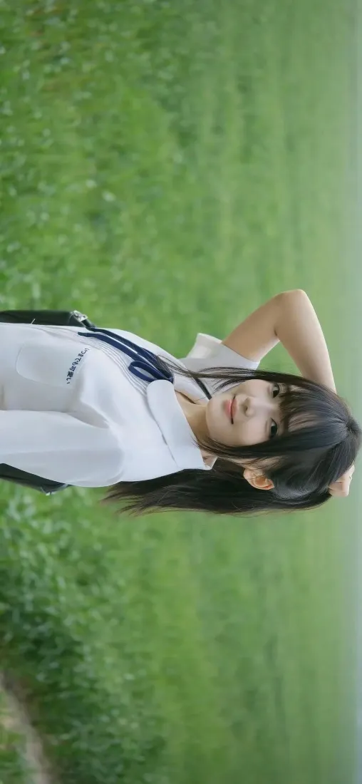 清纯少女手机壁纸｜草地背景图片 - 清新户外「哲风壁纸」