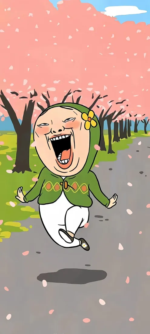 搞怪抽象手机壁纸｜樱花背景图片 - 恶搞旅行青蛙「哲风壁纸」