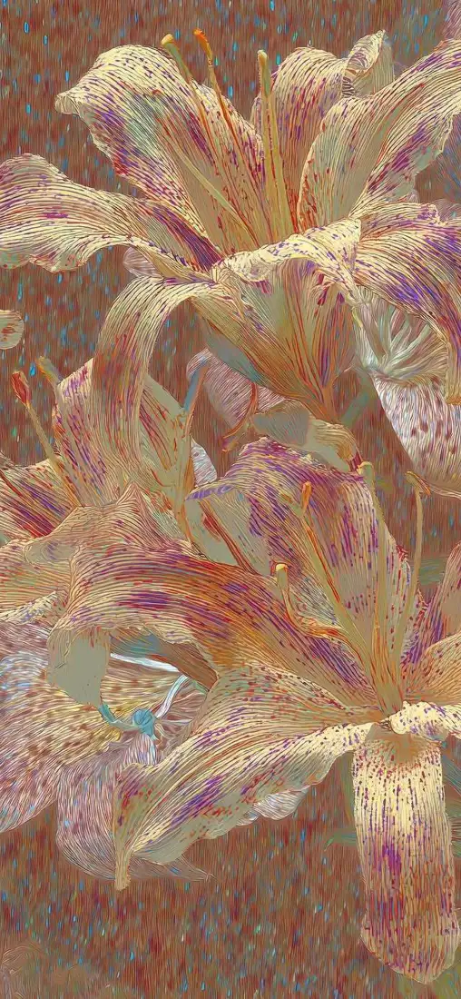 百合花手机壁纸｜数字花卉背景图片 - 复古艺术「哲风壁纸」