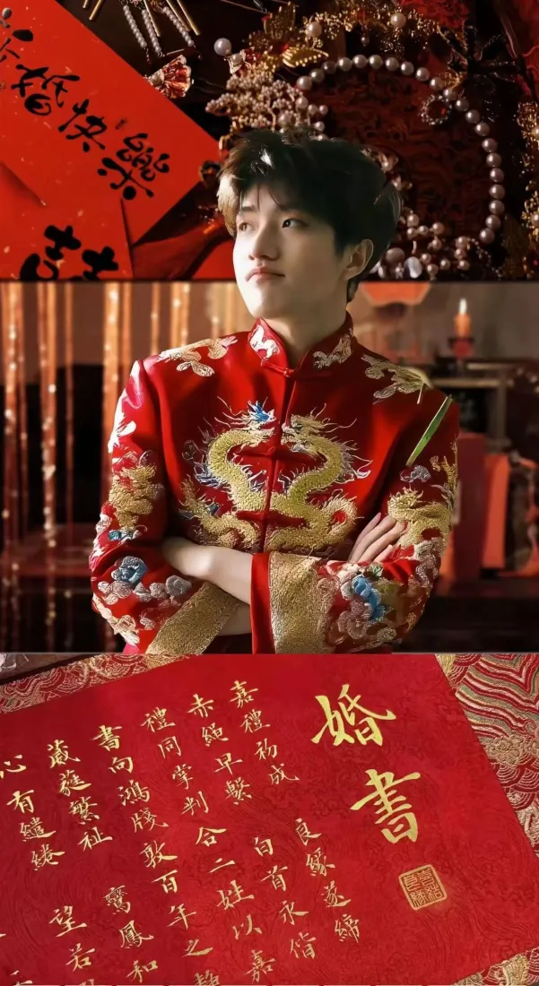 十个勤天手机壁纸｜中式婚礼背景图片 - 红色婚书「哲风壁纸」