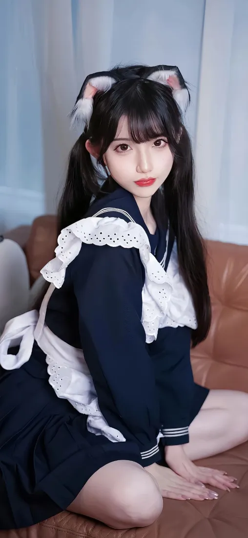 猫耳女仆手机壁纸｜室内背景图片 - 长发美女「哲风壁纸」