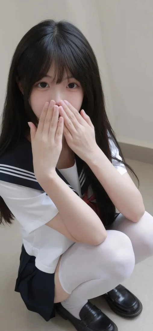 JK美女手机壁纸｜室内背景图片 - 黑发少女「哲风壁纸」