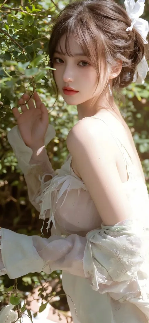 清纯美女手机壁纸｜户外树林背景图片 - 清新氛围感「哲风壁纸」